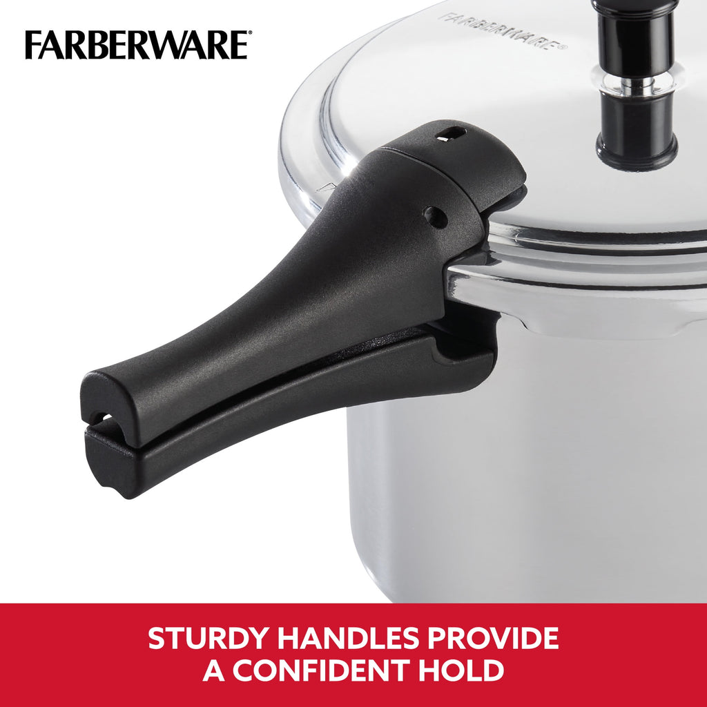 Farberware 6 qt Aluminum Stovetop Pressure Cooker, Induction Compatible, Silver