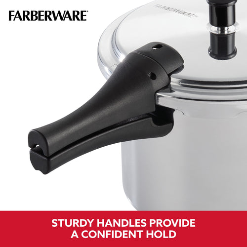 Farberware 6 qt Aluminum Stovetop Pressure Cooker, Induction Compatible, Silver
