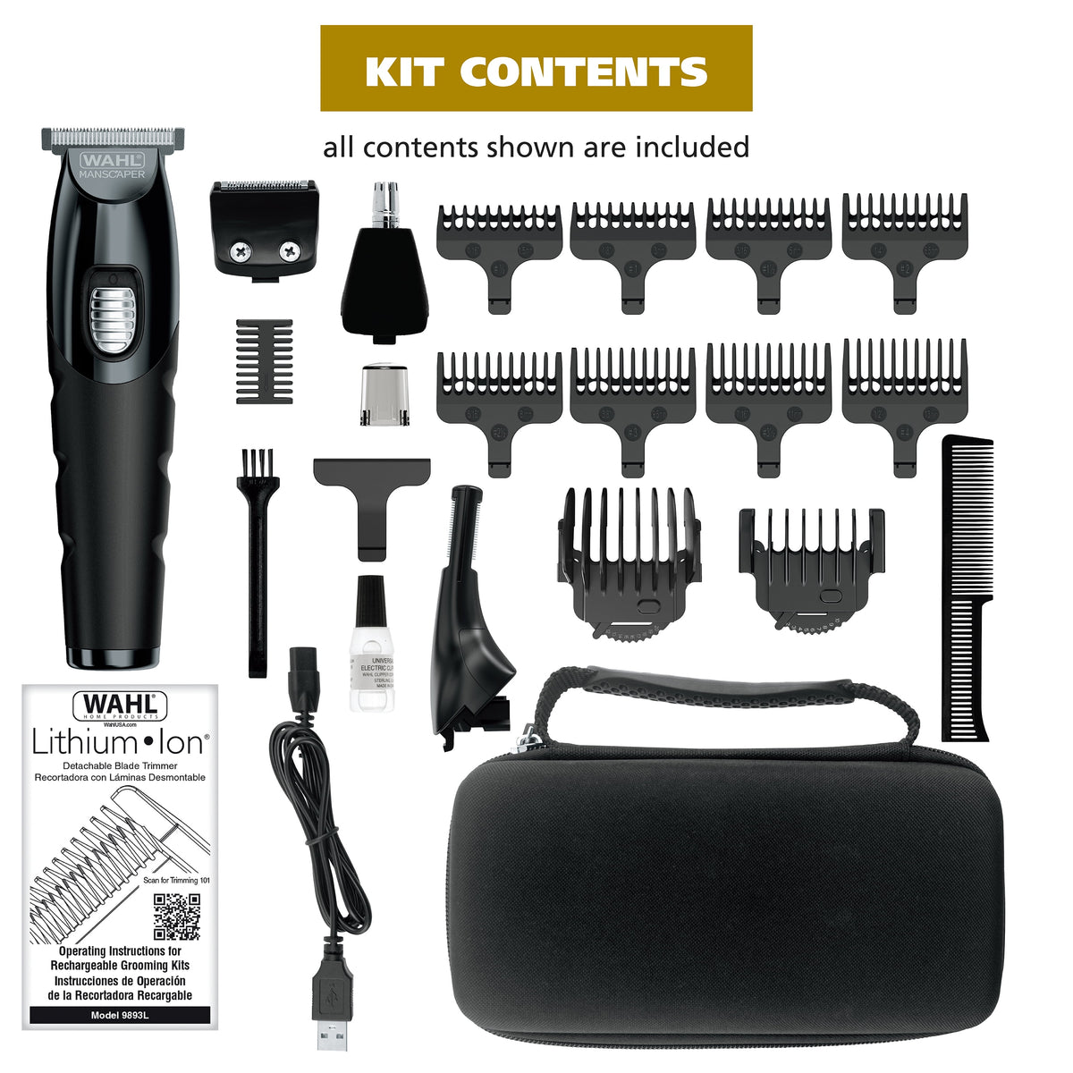 Wahl Manscaper Tool Box Rechargeable Trimmer for Trimming, Shaving, & Detailing for Men - 3024523