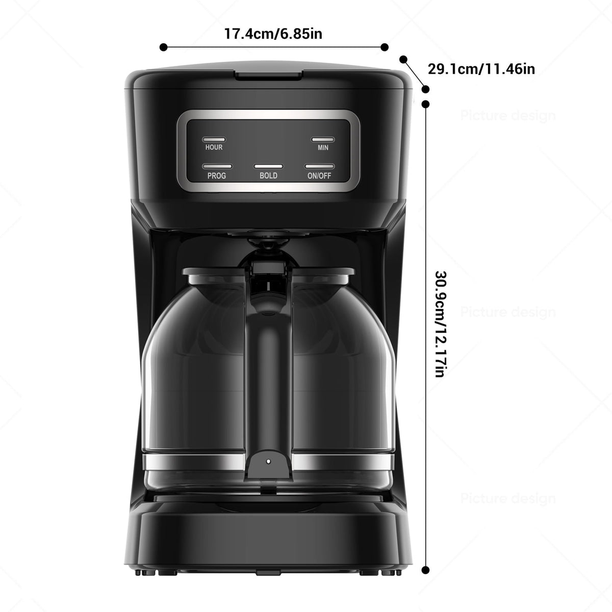Mainstays 12-Cup Black Programmable Drip Coffee Maker, CM1449-UL