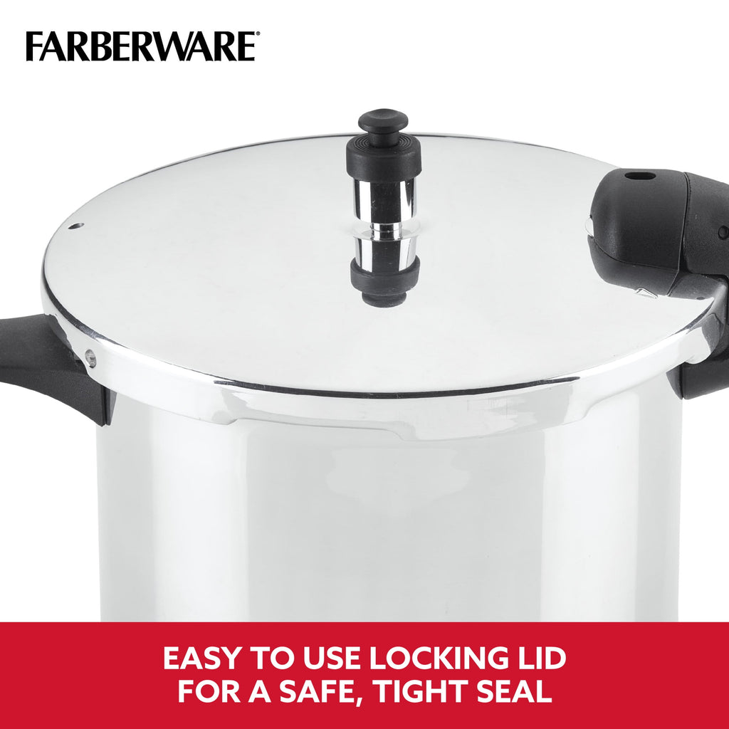 Farberware 6 qt Aluminum Stovetop Pressure Cooker, Induction Compatible, Silver