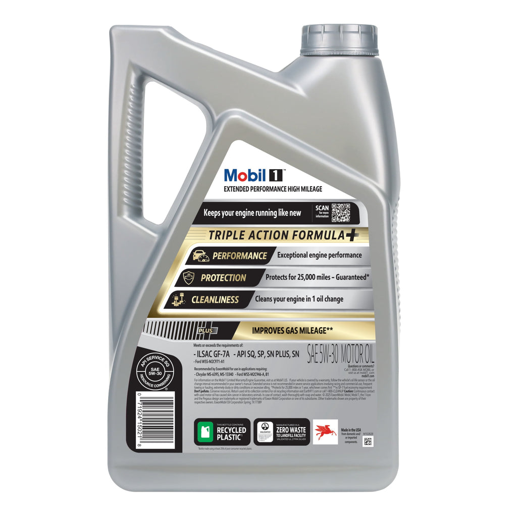(2 pack) Mobil 1 Extended Performance High Mileage Full Synthetic Motor Oil 5W-30, 5 Quart