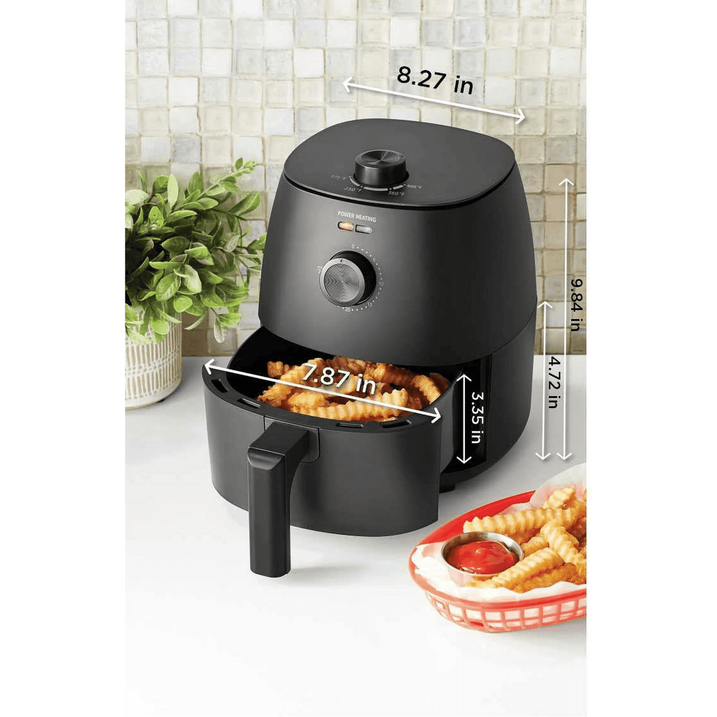 Mainstays Air Fryer, 2.2 Quart, 1150W, Arctic Black with Non-Stick Basket