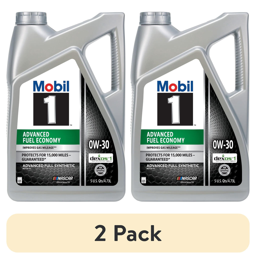 (2 pack) Mobil 1 Advanced Fuel Economy Full Synthetic Motor Oil 0W-30, 5 Quart