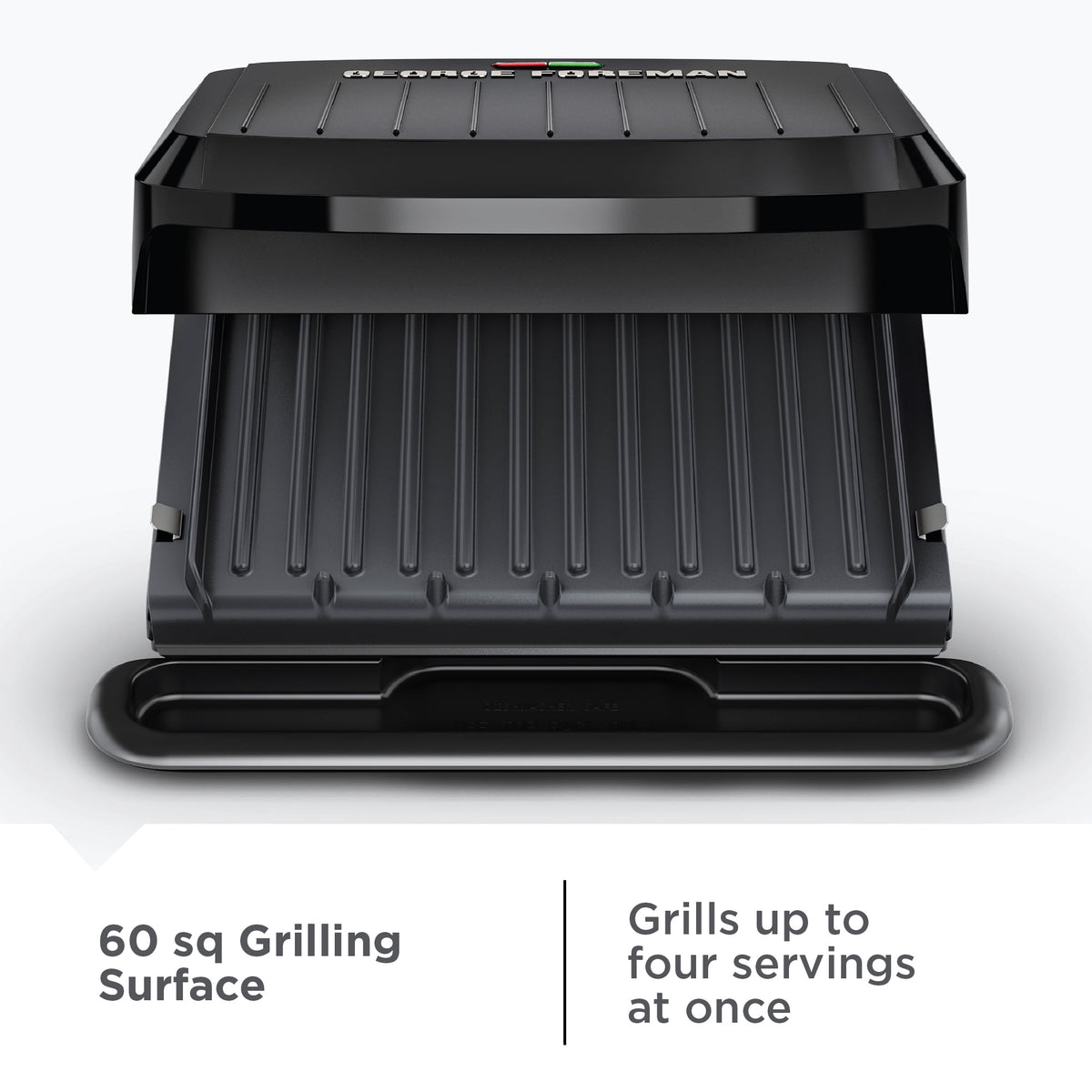 George Foreman 4‑Serving Electric Grill & Panini Press, Easy‑Clean Removable Dishwasher‑Safe Nonstick Plates