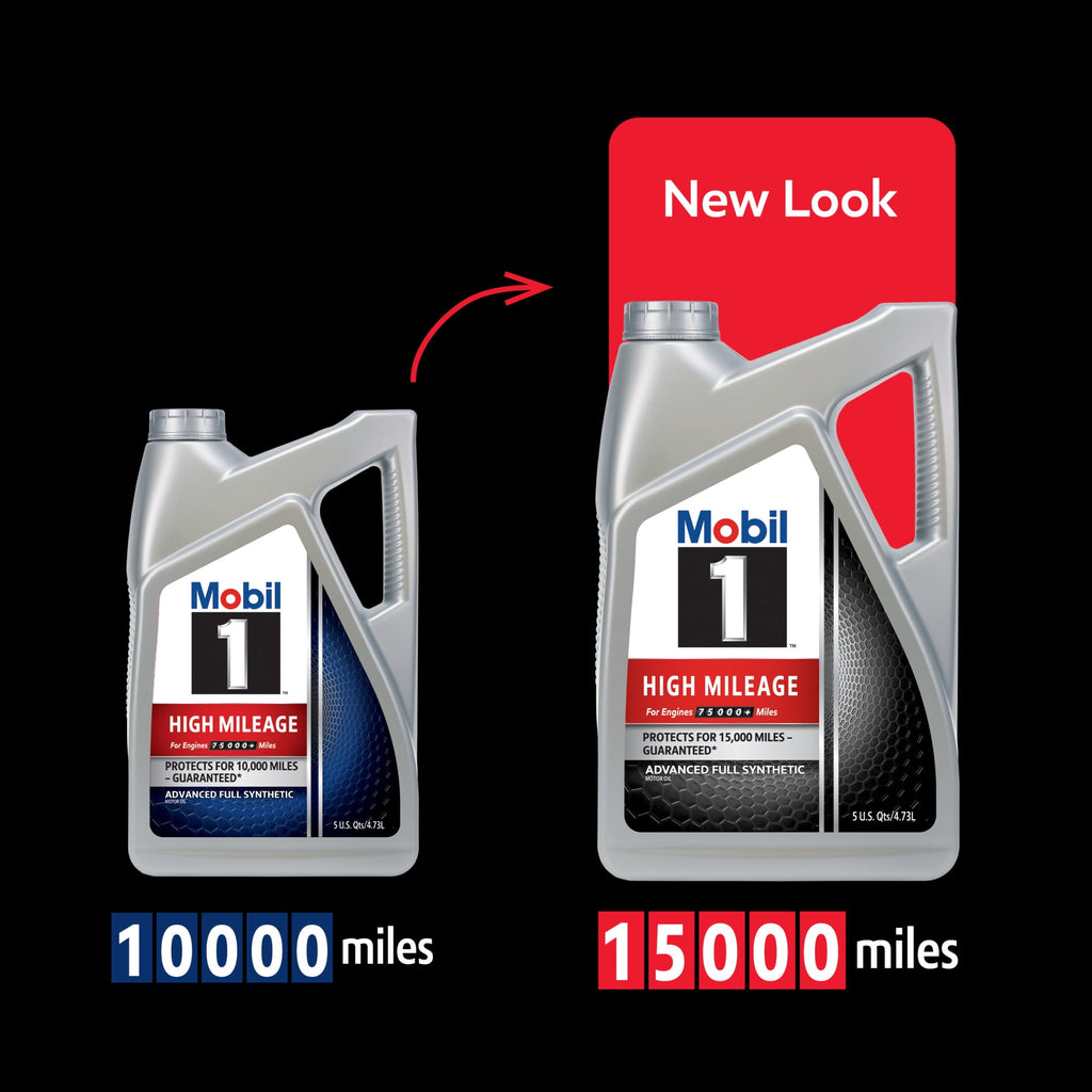 (2 pack) Mobil 1 High Mileage Full Synthetic Motor Oil 5W-20, 5 Quart