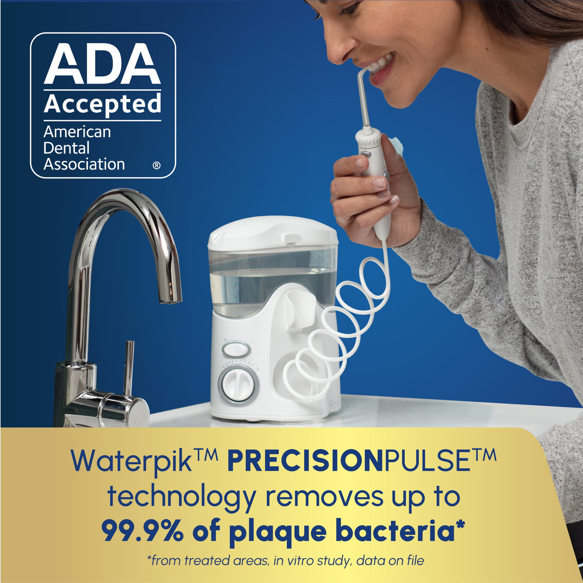 Waterpik Ultra Water Flosser with 10 Settings, 6 Tips, ADA Accepted, White