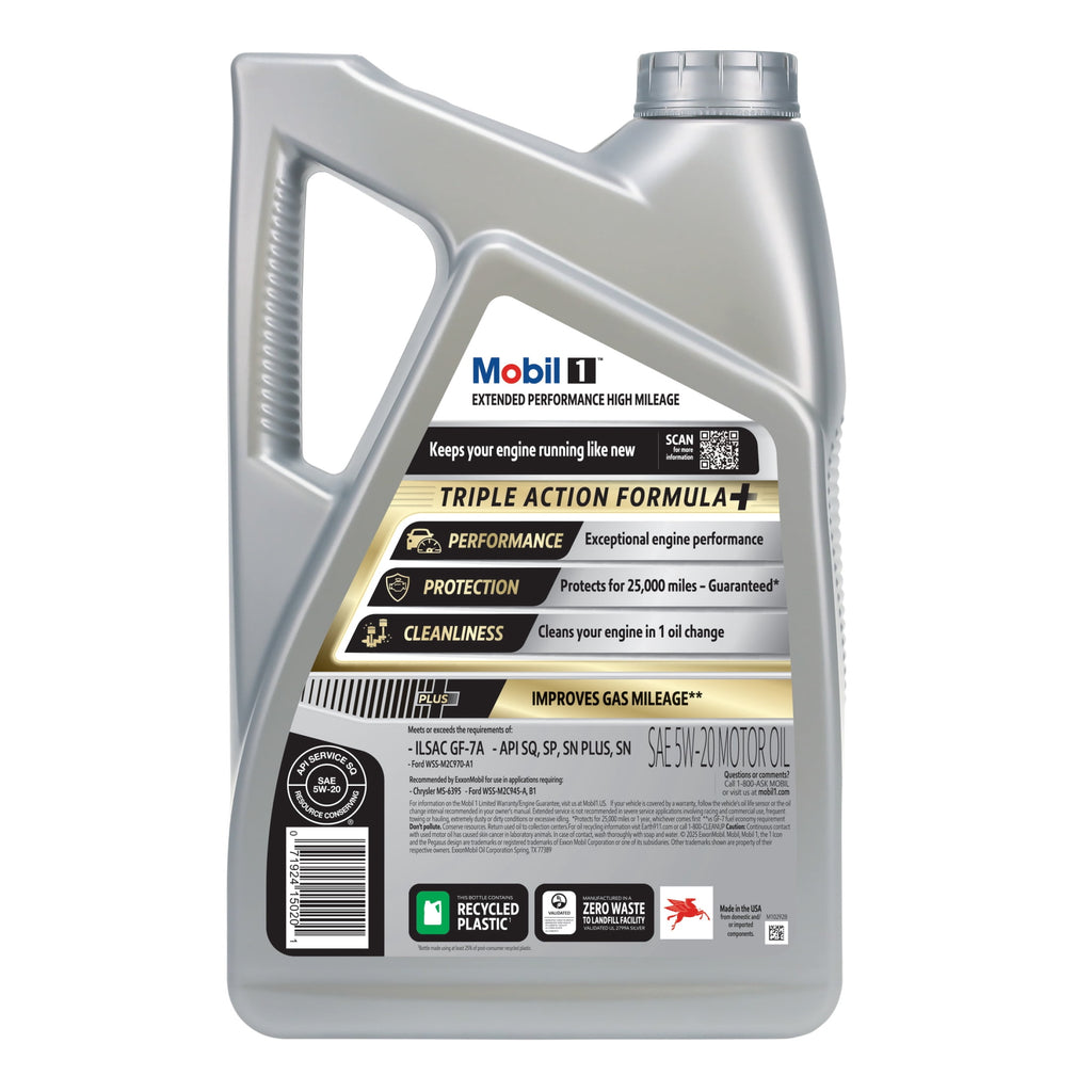 (2 pack) Mobil 1 Extended Performance High Mileage Full Synthetic Motor Oil 5W-20, 5 Quart
