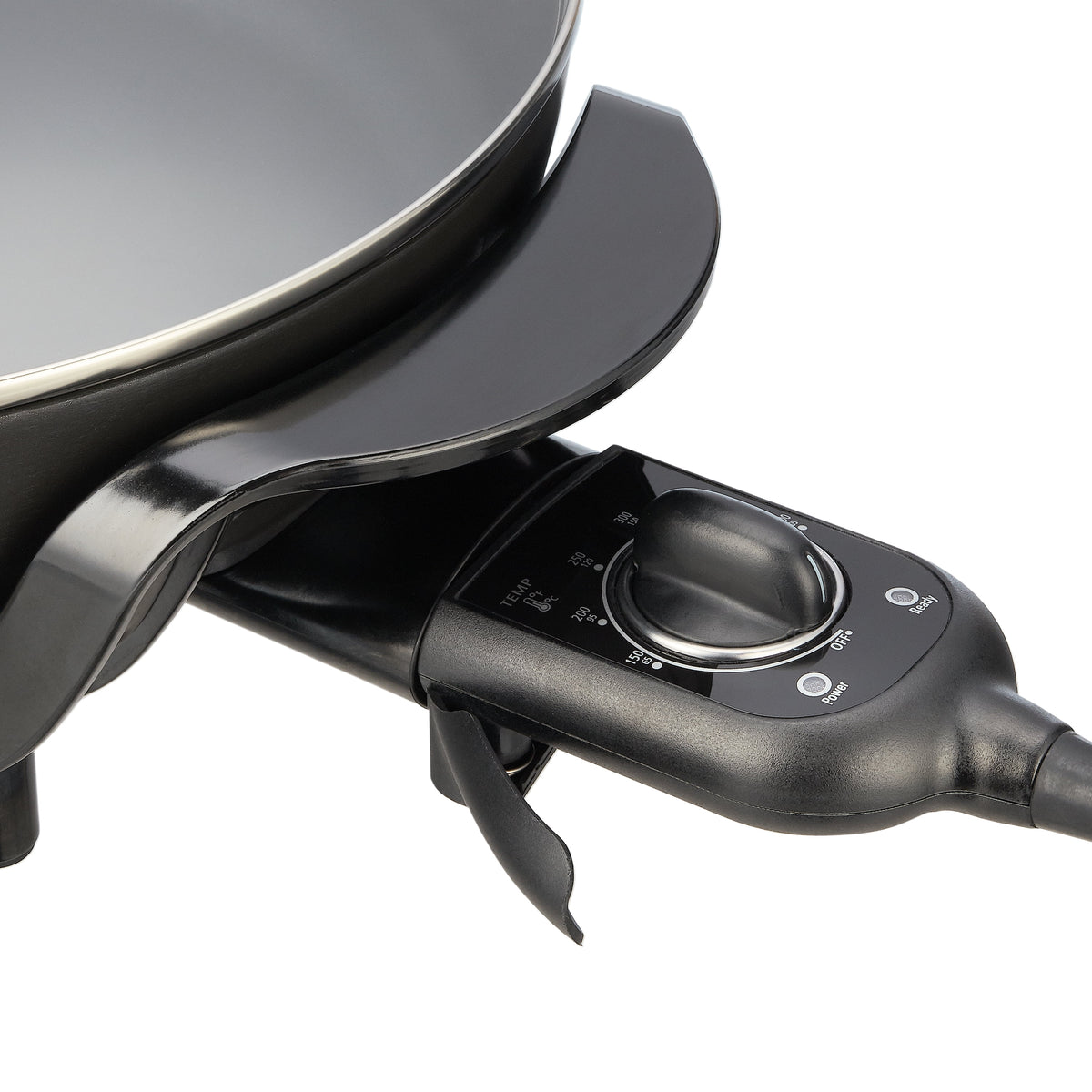 Mainstays 12" Round Ceramic Skillet with Glass Lid ,Black,Nonstick, 1200W, Removable Temp Control, Dishwasher Safe