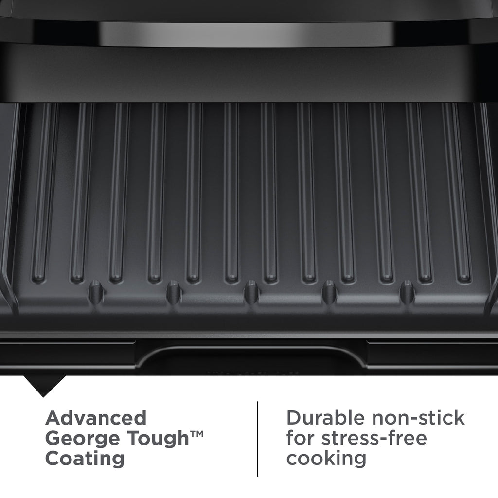George Foreman 4‑Serving Electric Grill & Panini Press, Easy‑Clean Removable Dishwasher‑Safe Nonstick Plates