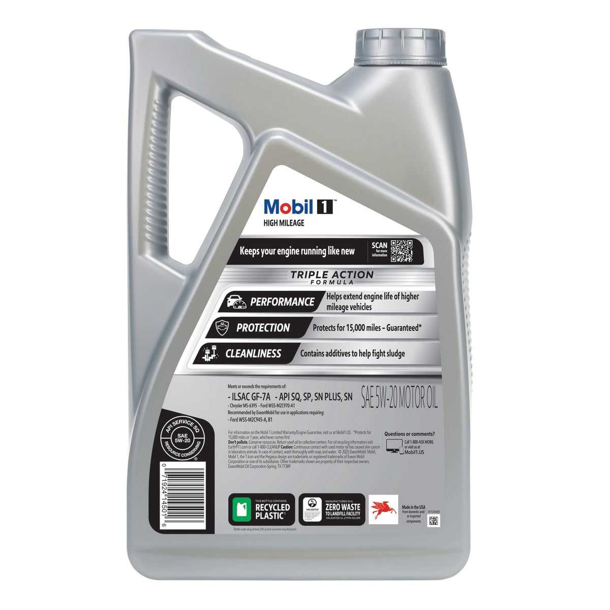 (2 pack) Mobil 1 High Mileage Full Synthetic Motor Oil 5W-20, 5 Quart