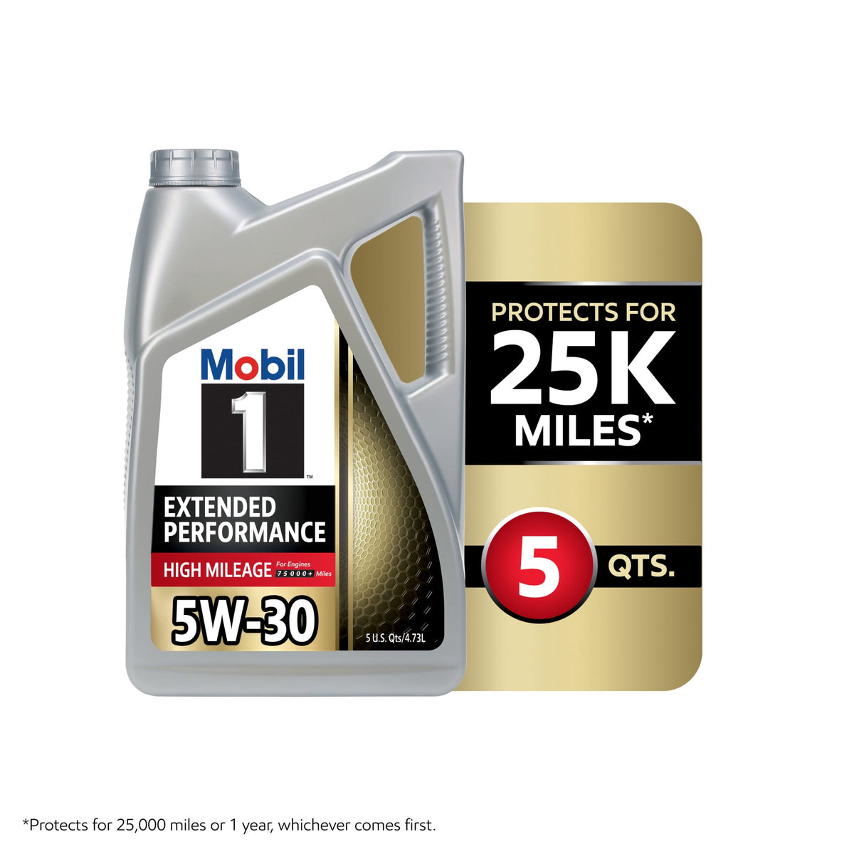 (2 pack) Mobil 1 Extended Performance High Mileage Full Synthetic Motor Oil 5W-30, 5 Quart