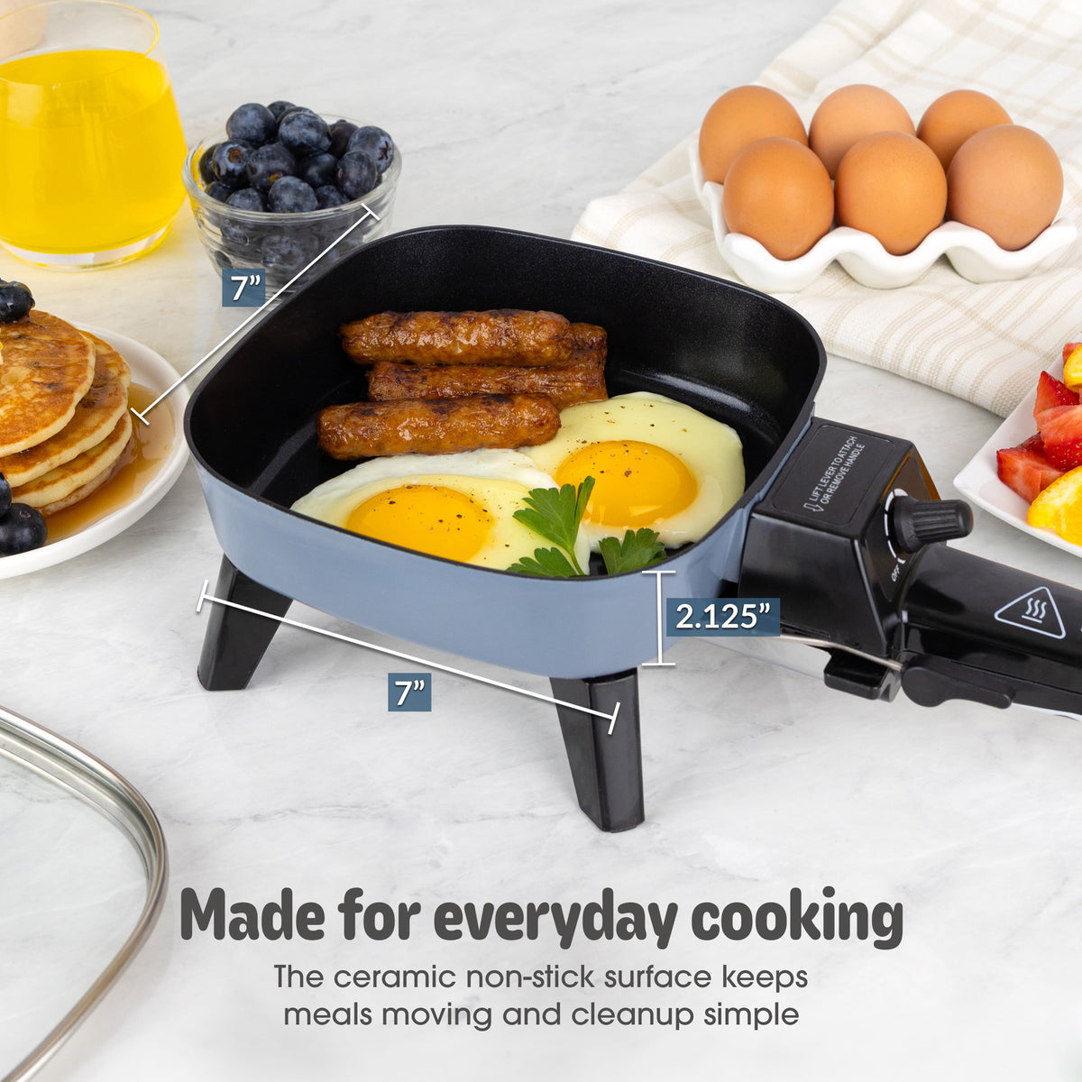 MyMini Electric Skillet, 7 inch, 600 watts, Gray