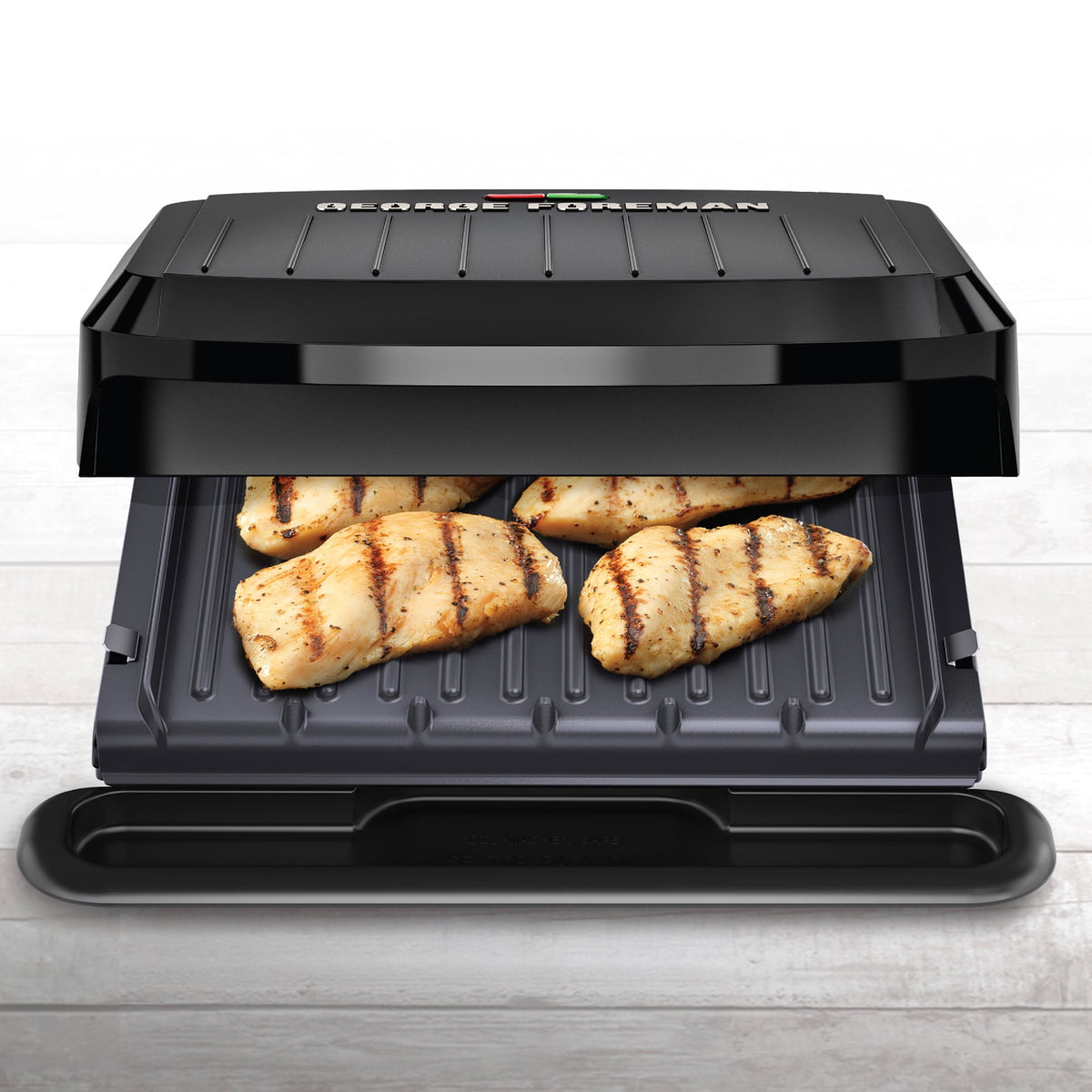 George Foreman 4‑Serving Electric Grill & Panini Press, Easy‑Clean Removable Dishwasher‑Safe Nonstick Plates