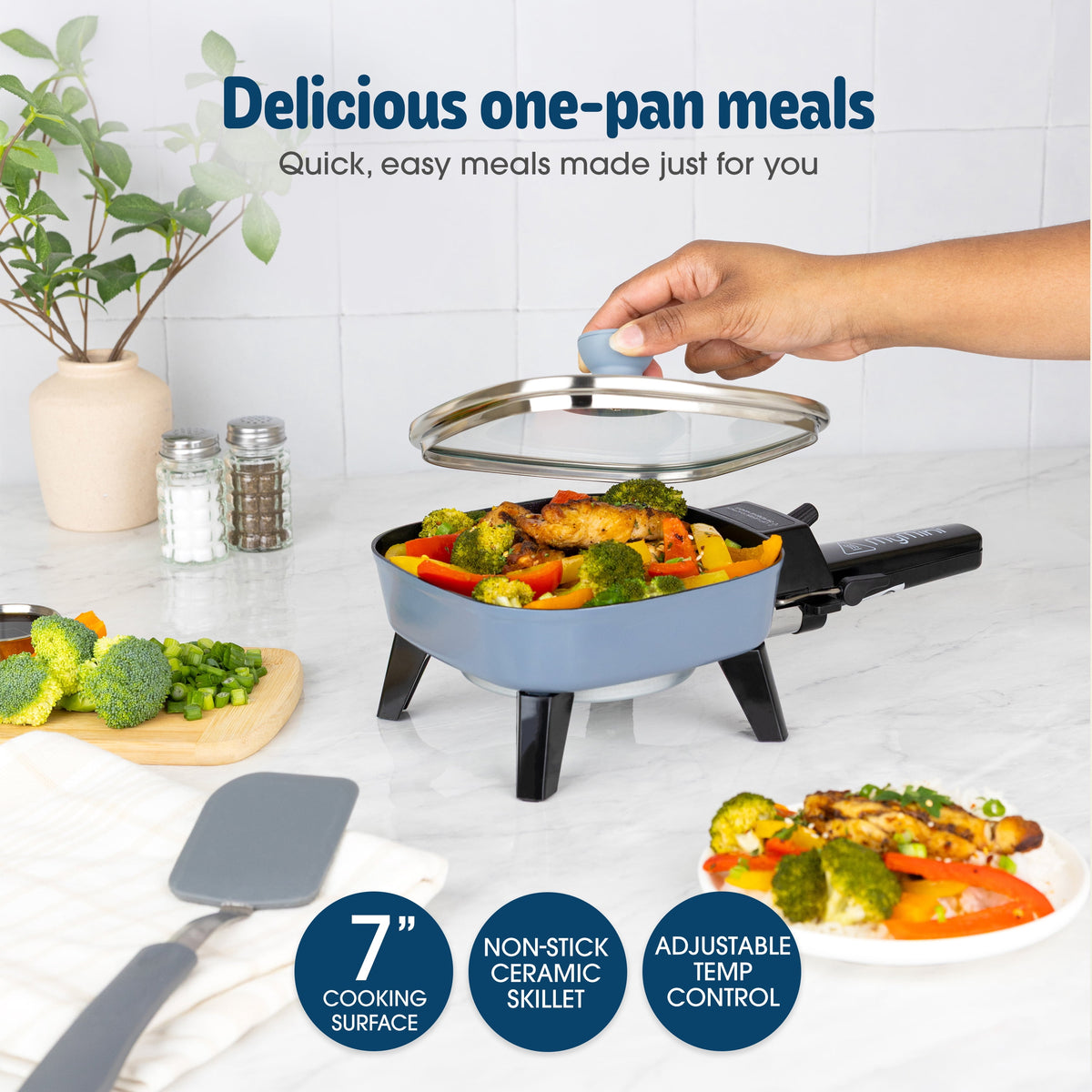 MyMini Electric Skillet, 7 inch, 600 watts, Gray