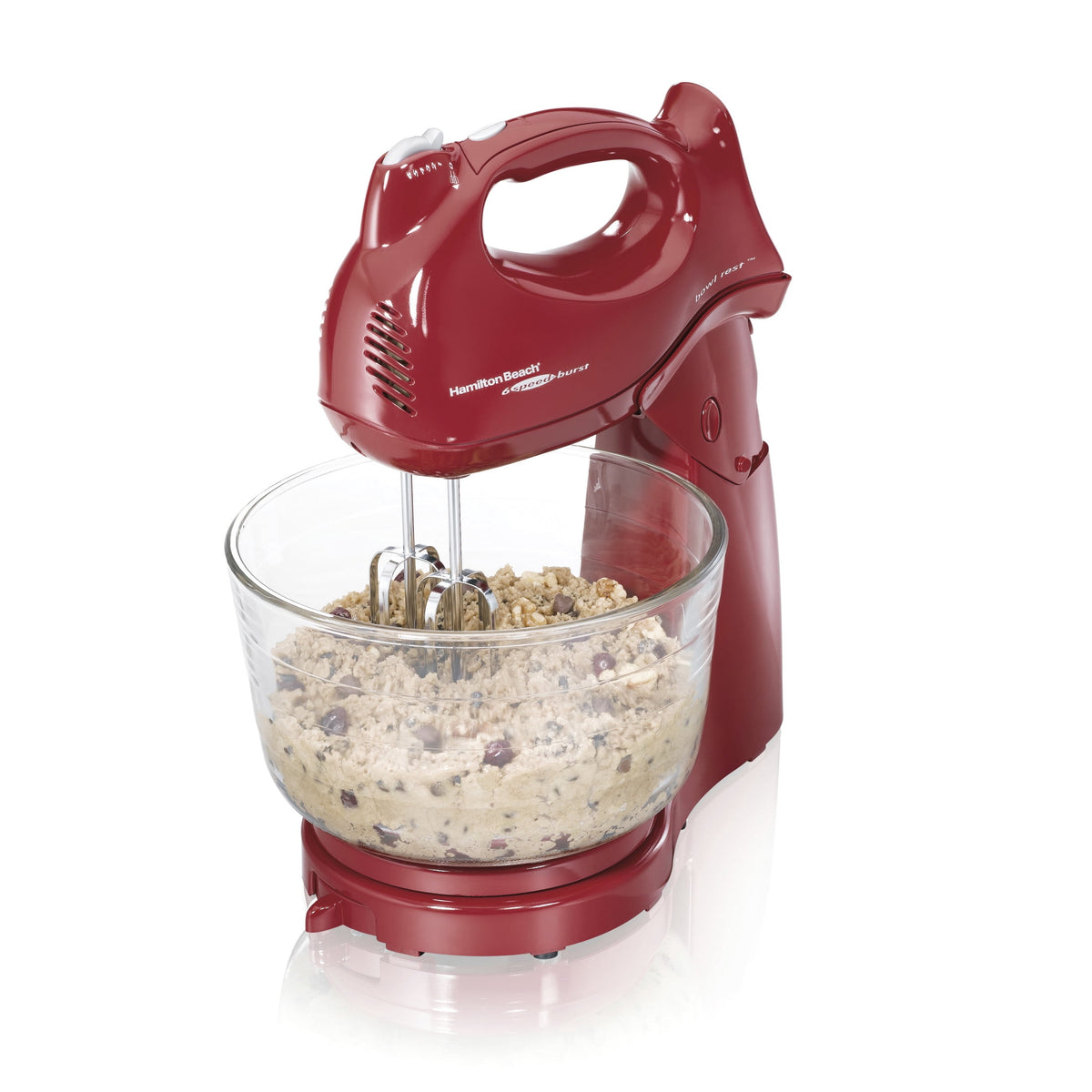 Hamilton Beach Power Deluxe Stand and Hand Mixer Combo for Kitchen, 4 Quart, 6 Speeds with Quick Burst, White