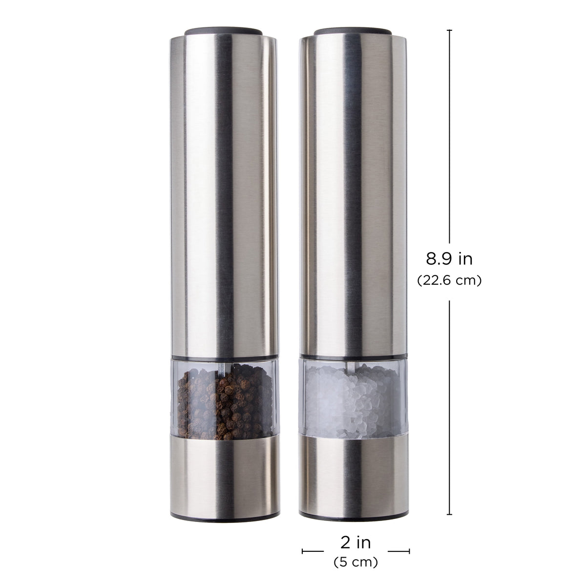 Kamenstein Battery Operated Stainless Steel Salt and Pepper Grinder Set of Two