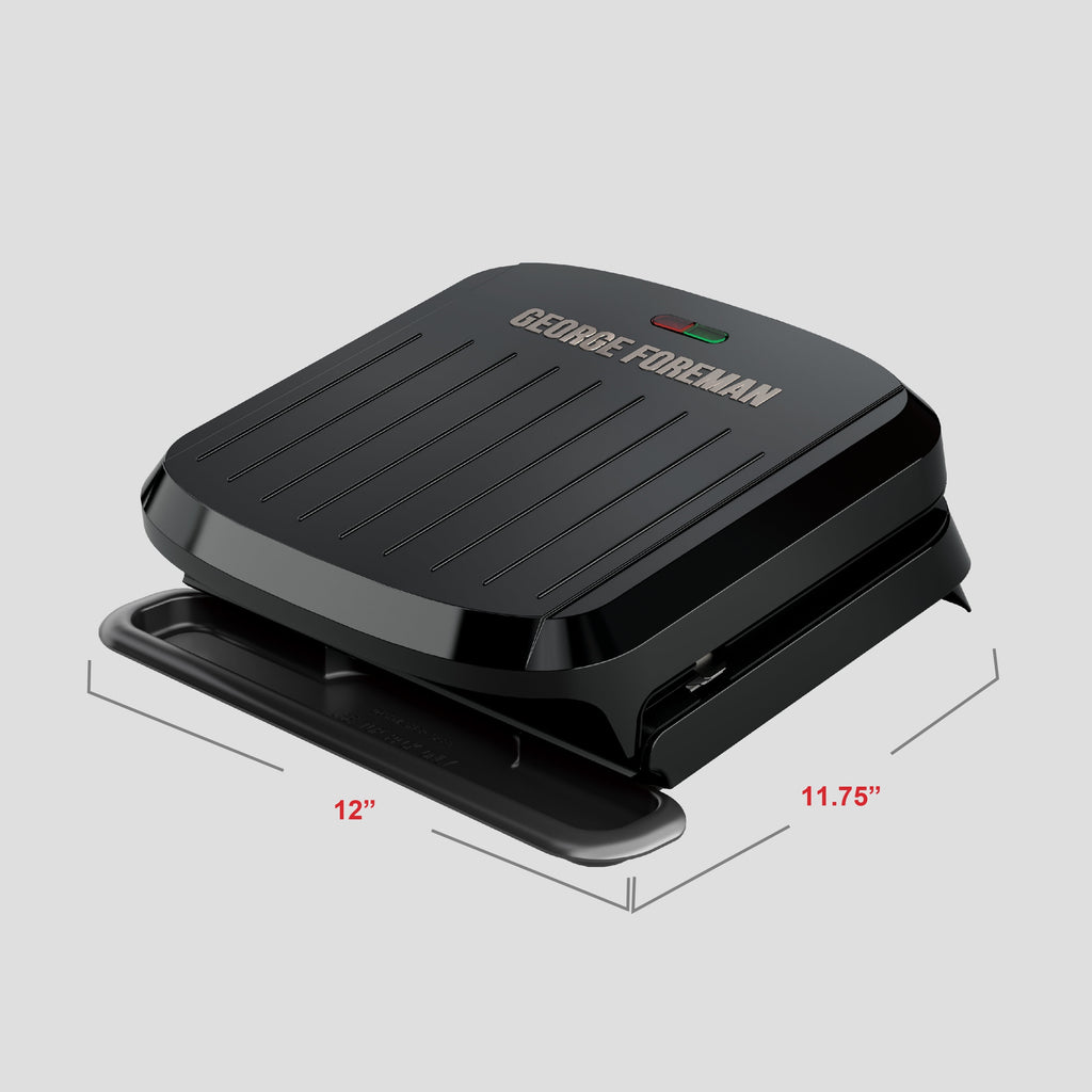 George Foreman 4‑Serving Electric Grill & Panini Press, Easy‑Clean Removable Dishwasher‑Safe Nonstick Plates