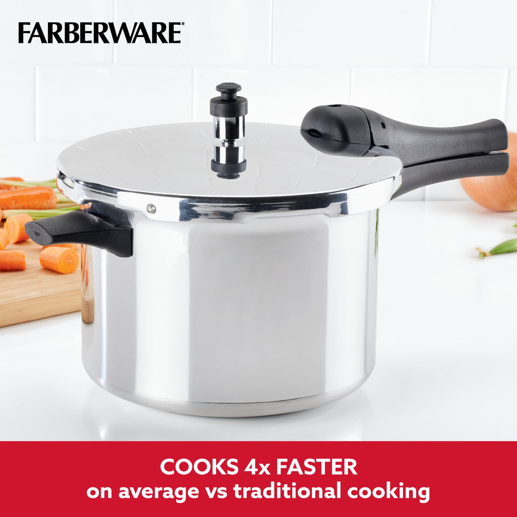 Farberware 6 qt Aluminum Stovetop Pressure Cooker, Induction Compatible, Silver