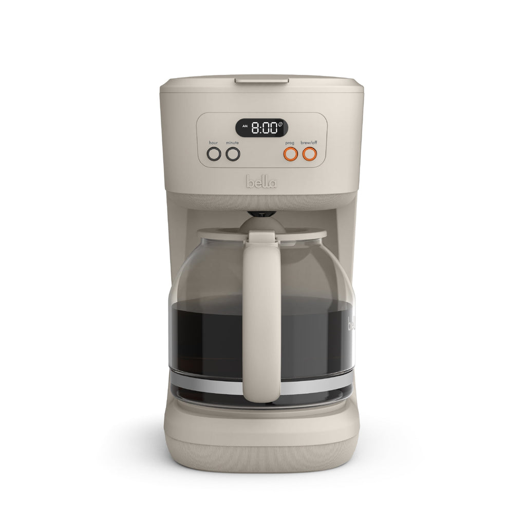 bella 12 Cup Programmable Drip Coffee Maker with Glass Carafe, Auto Shut-Off, Oatmilk