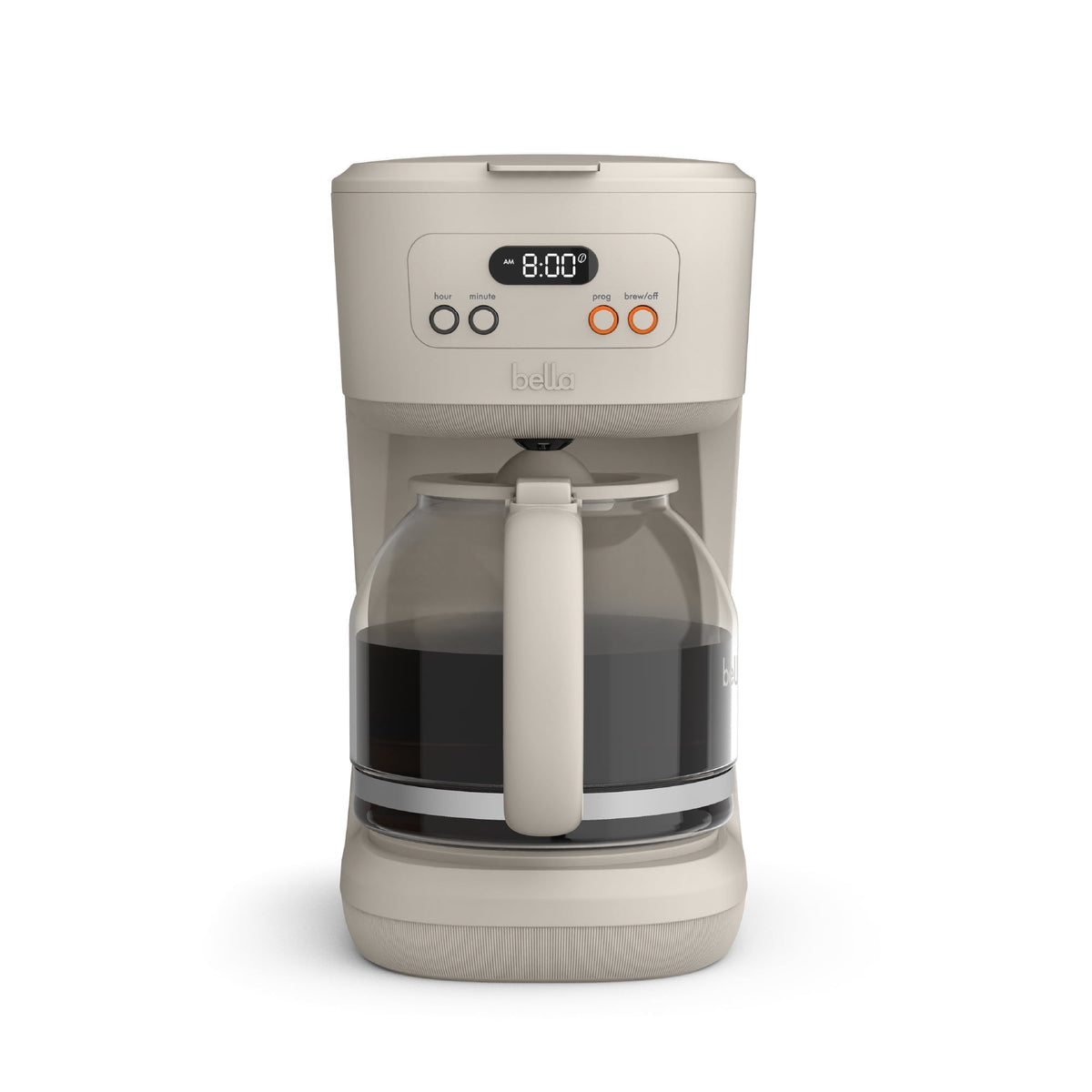 bella 12 Cup Programmable Drip Coffee Maker with Glass Carafe, Auto Shut-Off, Oatmilk