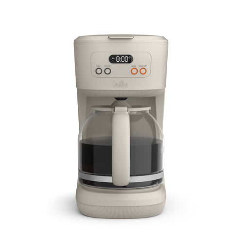 bella 12 Cup Programmable Drip Coffee Maker with Glass Carafe, Auto Shut-Off, Oatmilk