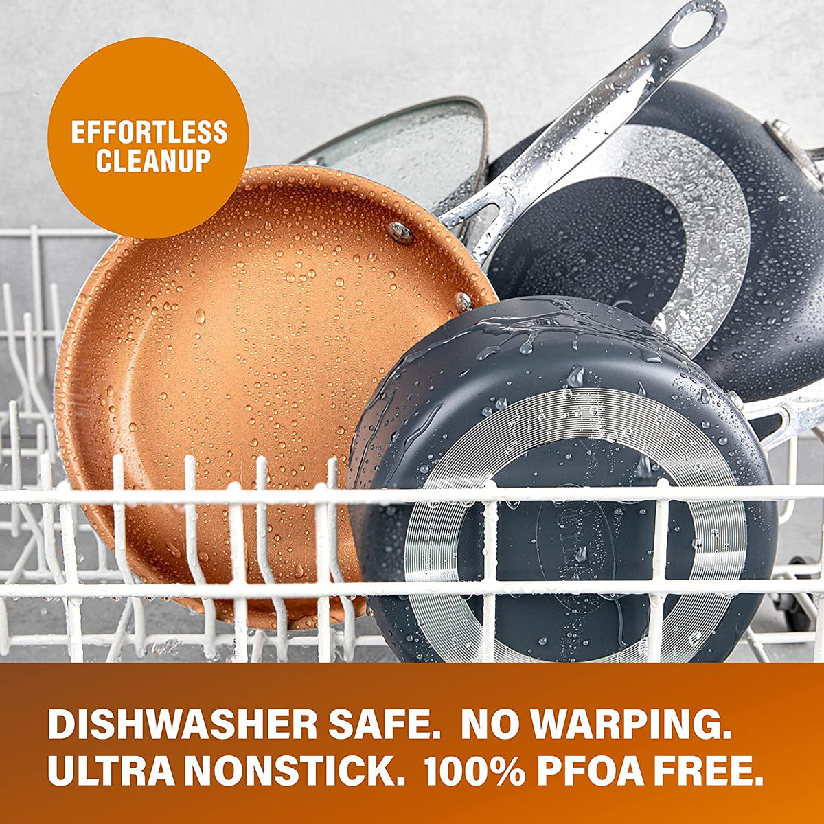 Gotham Steel 11 Inch Copper Non Stick Frying Pans, Ceramic Non Toxic Frying Pans Nonstick Skillet, Lightweight, Stay Cool Handle, Oven and Dishwasher Safe