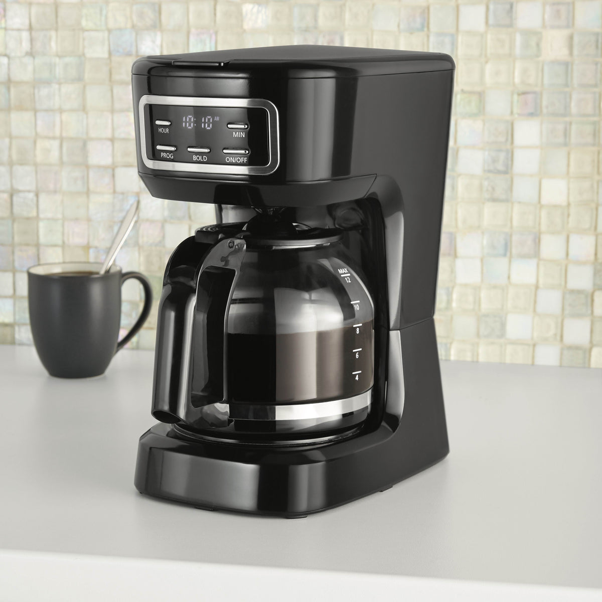 Mainstays 12-Cup Black Programmable Drip Coffee Maker, CM1449-UL