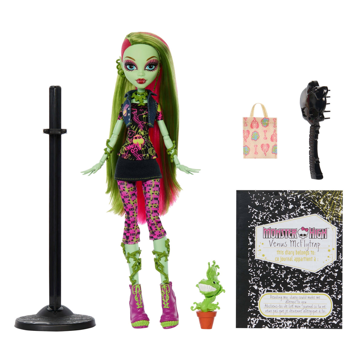 Monster High Boo-riginal Creeproduction Venus McFlytrap Doll with Diary, Doll Stand and Pet