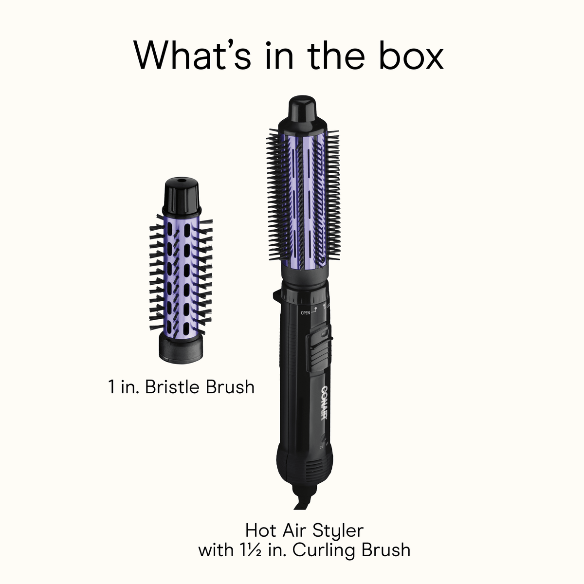 Conair Hot Air Styler 2-in-1 Volumizing Brush with Dual Attachments
