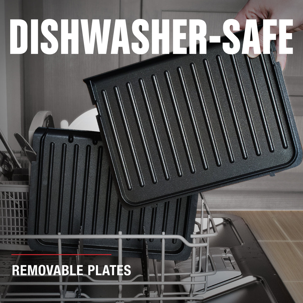 George Foreman 4‑Serving Electric Grill & Panini Press, Easy‑Clean Removable Dishwasher‑Safe Nonstick Plates