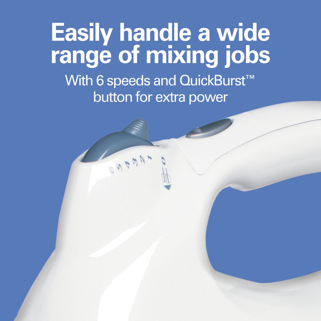 Hamilton Beach Power Deluxe Stand and Hand Mixer Combo for Kitchen, 4 Quart, 6 Speeds with Quick Burst, White