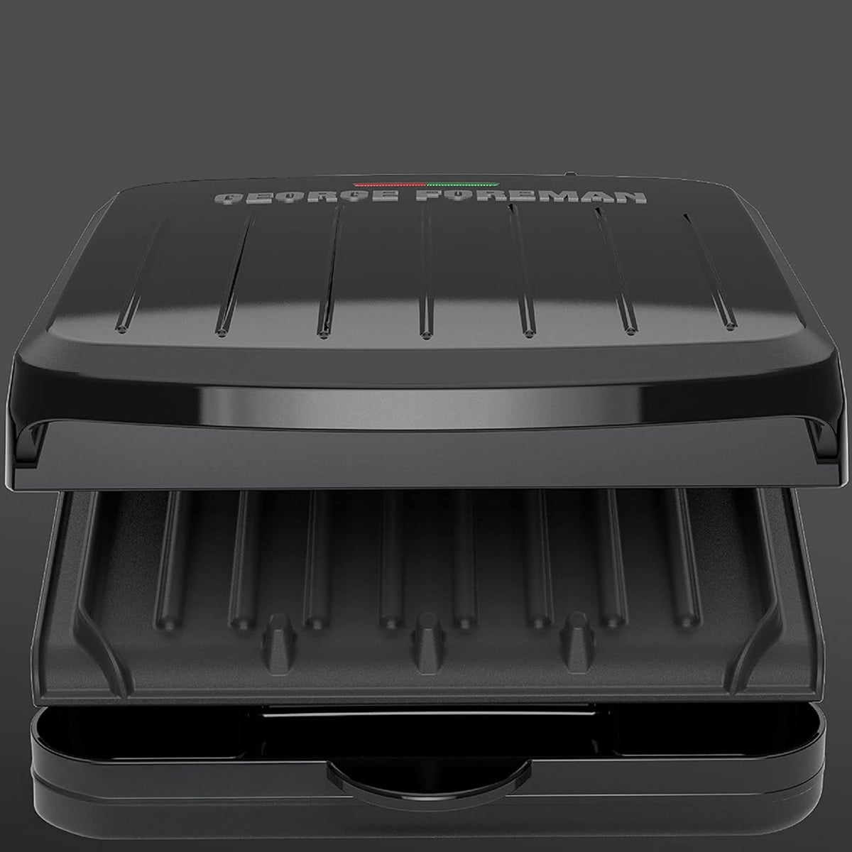 George Foreman 2‑Serving Electric Indoor Grill, Non‑Stick Panini Press, Compact Slim Design, Easy‑Clean Drip Tray, Black