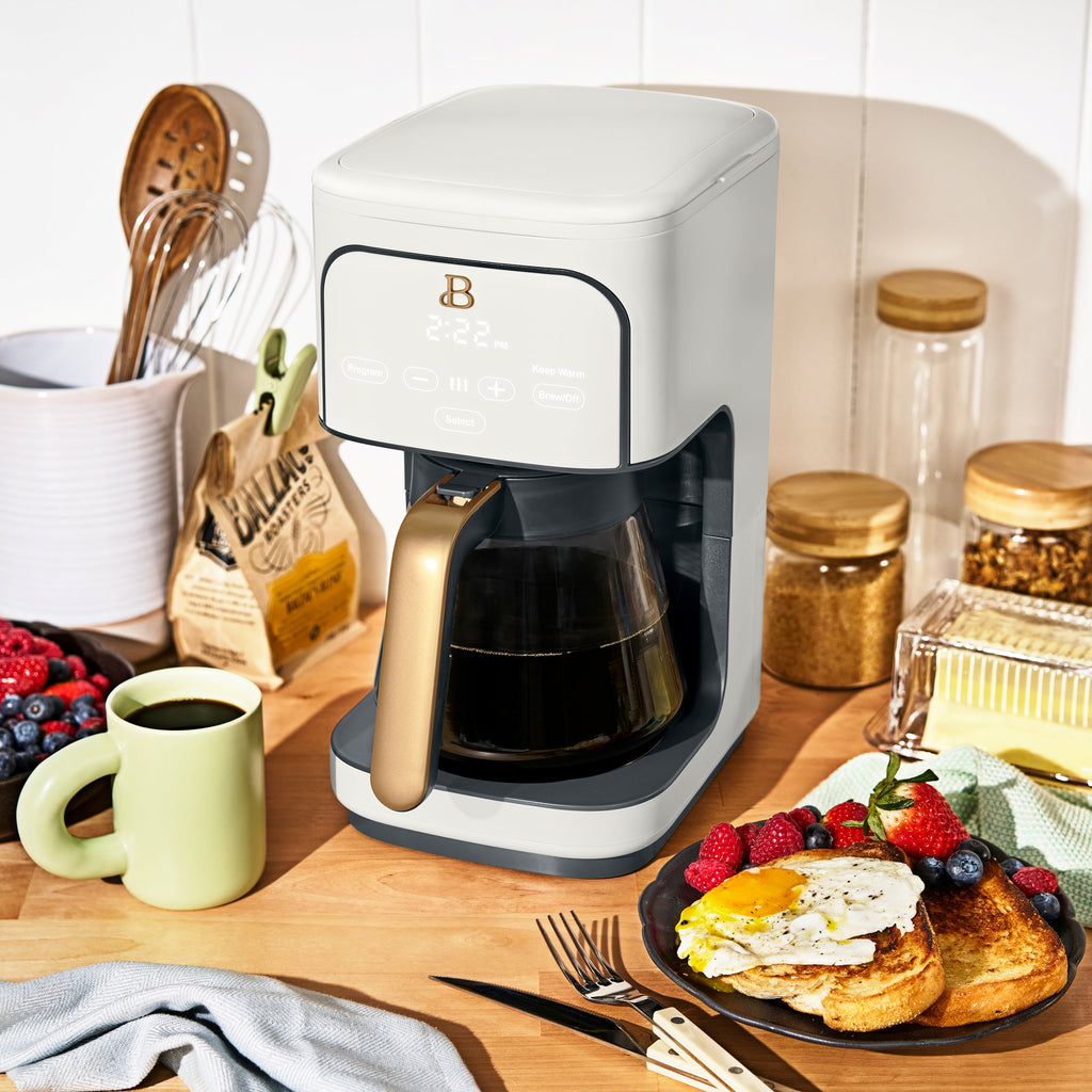 Beautiful by Drew Barrymore 12-Cup Programmable Coffee Maker, White Icing