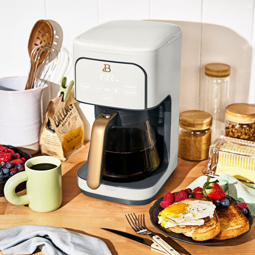 Beautiful by Drew Barrymore 12-Cup Programmable Coffee Maker, White Icing