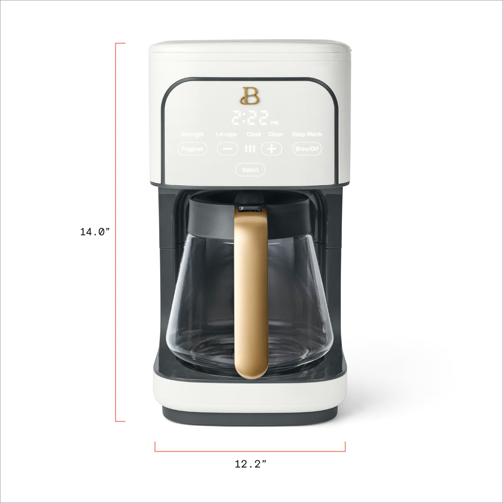 Beautiful by Drew Barrymore 12-Cup Programmable Coffee Maker, White Icing