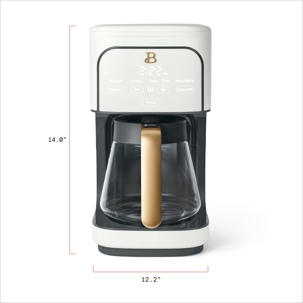 Beautiful by Drew Barrymore 12-Cup Programmable Coffee Maker, White Icing