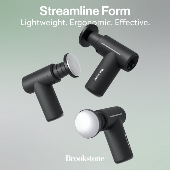 Brookstone Cordless Hot and Cold Percussion Deep Tissue Massage Gun with 6 Intensity Levels for Muscle Relief