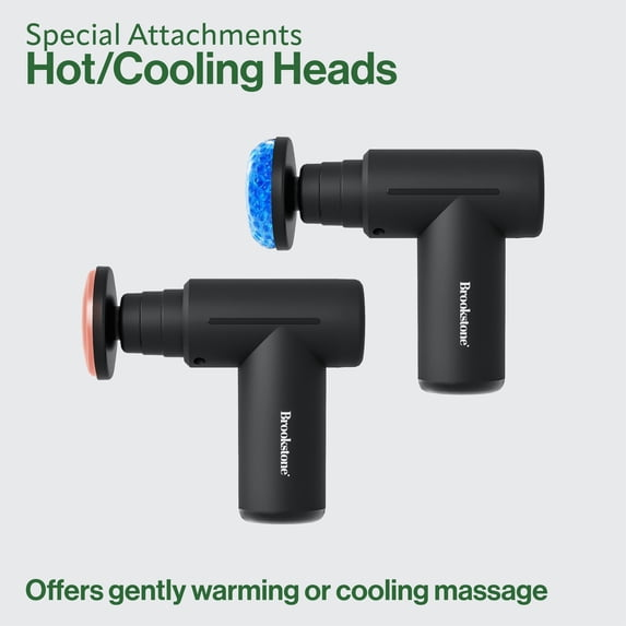 Brookstone Cordless Hot and Cold Percussion Deep Tissue Massage Gun with 6 Intensity Levels for Muscle Relief